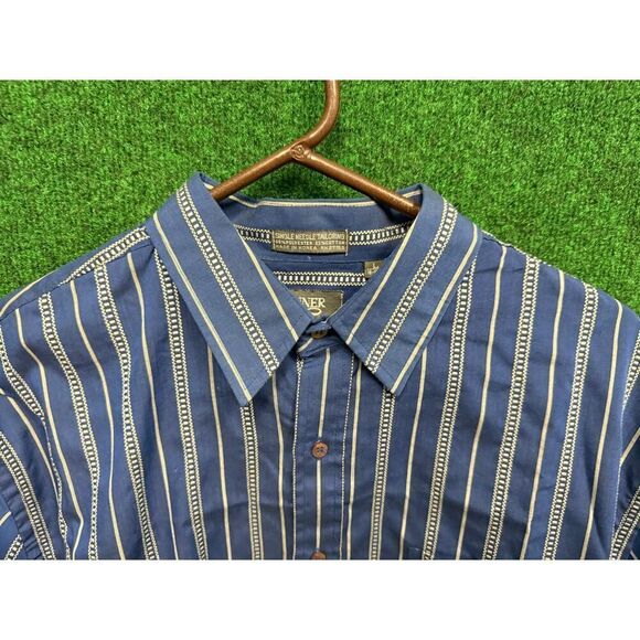 90s Blue Button Down Grunge Style Shirt Sz Large Banner Brand UNISEX - Picture 3 of 6